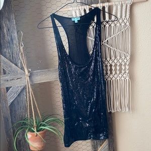 “The Arte” Black Sequin NFR Tank